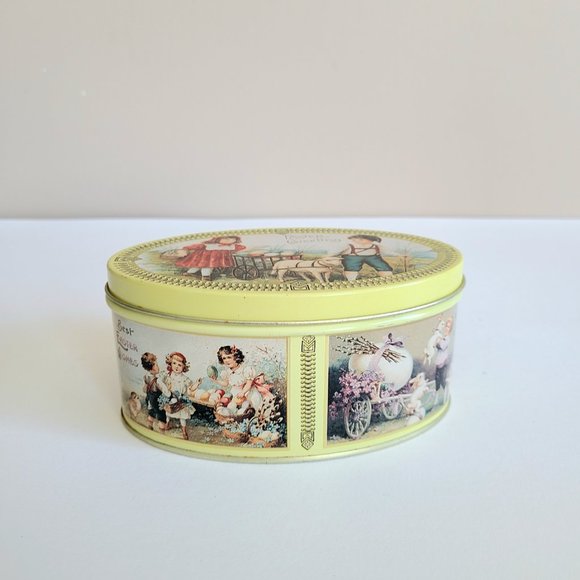 Easter Greetings oval tin box. - Picture 2 of 5
